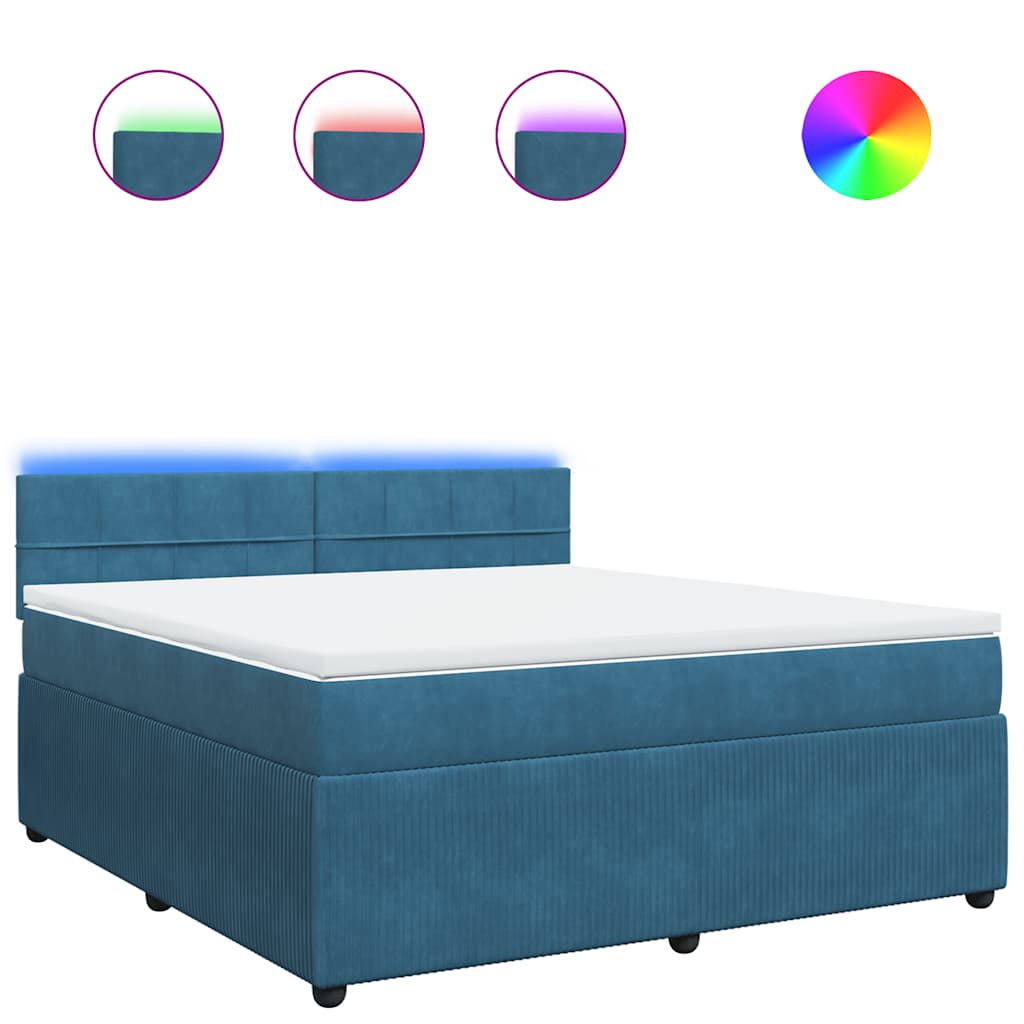 vidaXL Box spring postel s matrací modrá 180 x 200 cm samet