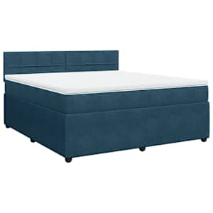 Box spring postel s matrací modrá 180 x 200 cm samet - obrázek 3