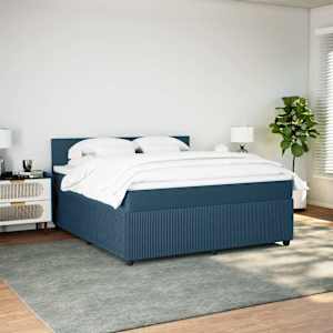 Box spring postel s matrací modrá 180 x 200 cm samet - obrázek 4