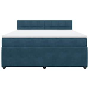 Box spring postel s matrací modrá 180 x 200 cm samet - obrázek 6