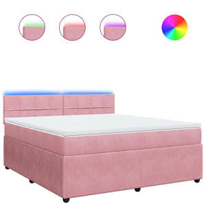 Box spring postel s matrací růžová 180x200 cm samet - obrázek 2