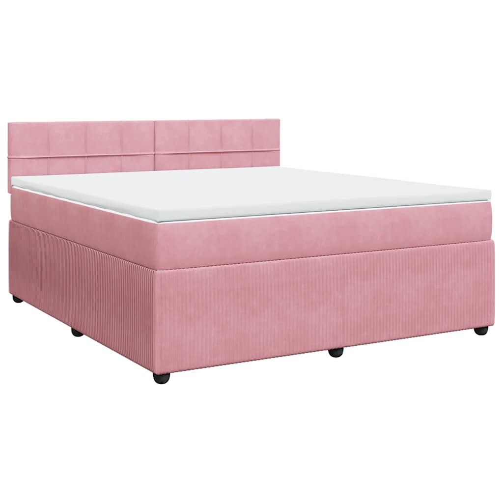 vidaXL Boxspring met matras fluweel roze 180x200 cm afbeelding