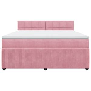 Box spring postel s matrací růžová 180x200 cm samet - obrázek 6