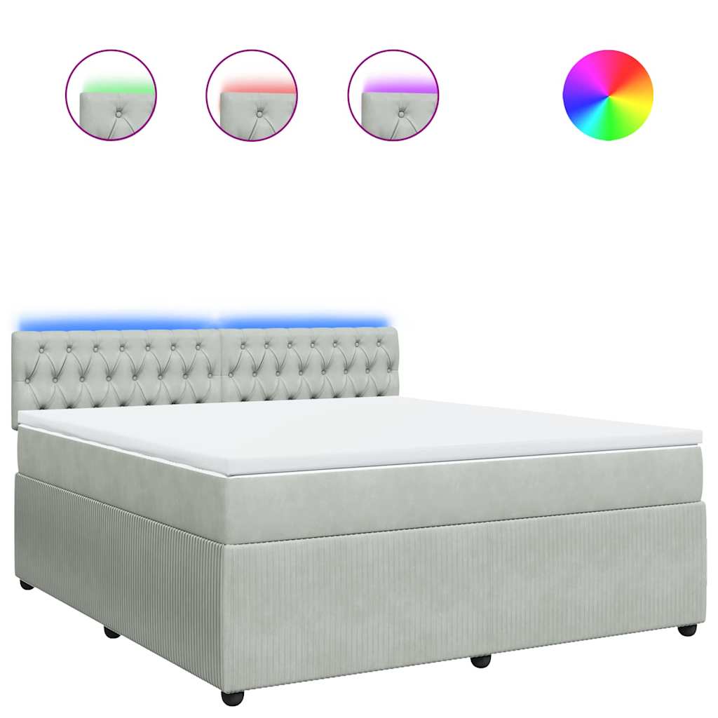 vidaXL Box spring postel s matrací světle šedá 180x200 cm samet