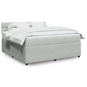 Box spring postelja z vzmetnico svetlo siva 180x200 cm žamet