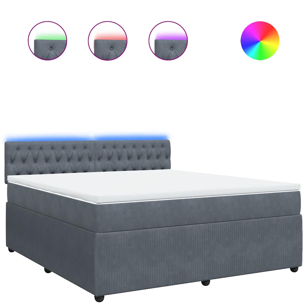 vidaXL Box spring postel s matrací tmavě šedá 180x200 cm samet