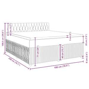 Box spring postel s matrací tmavě šedá 180x200 cm samet - obrázek 18