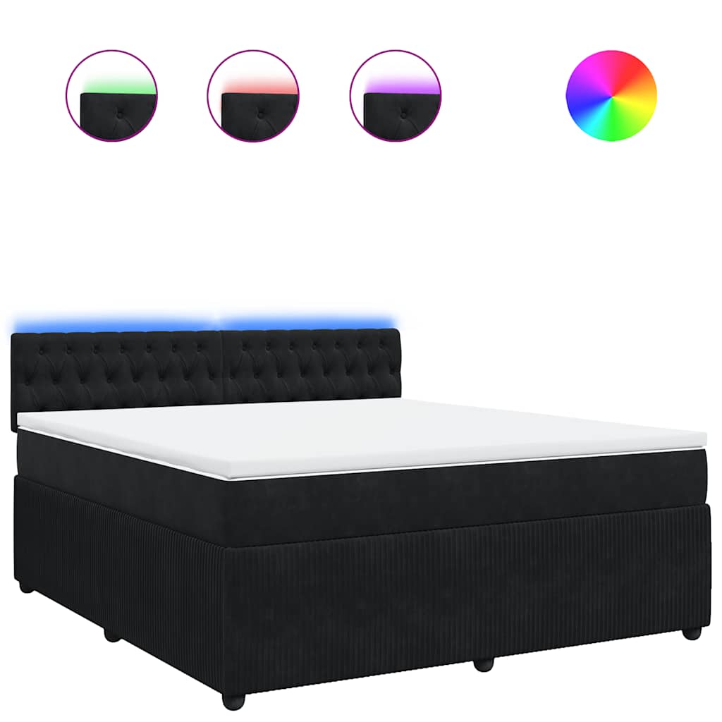 vidaXL Box spring postel s matrací černá 180x200 cm samet