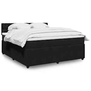 Box spring postelja z vzmetnico črna 180x200 cm žamet