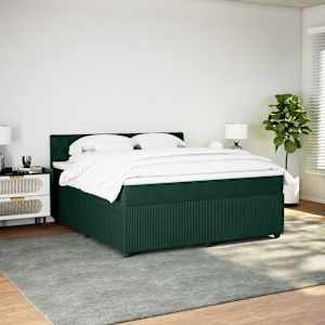 Box spring postel s matrací tmavě zelená 180x200 cm samet - obrázek 4