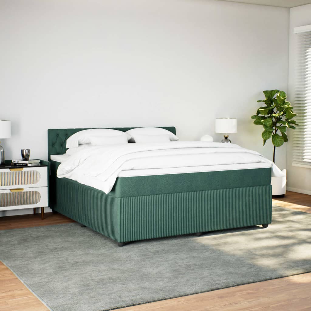 Boxspringbett mit Matratze Dunkelgrün 180×200 cm Samt