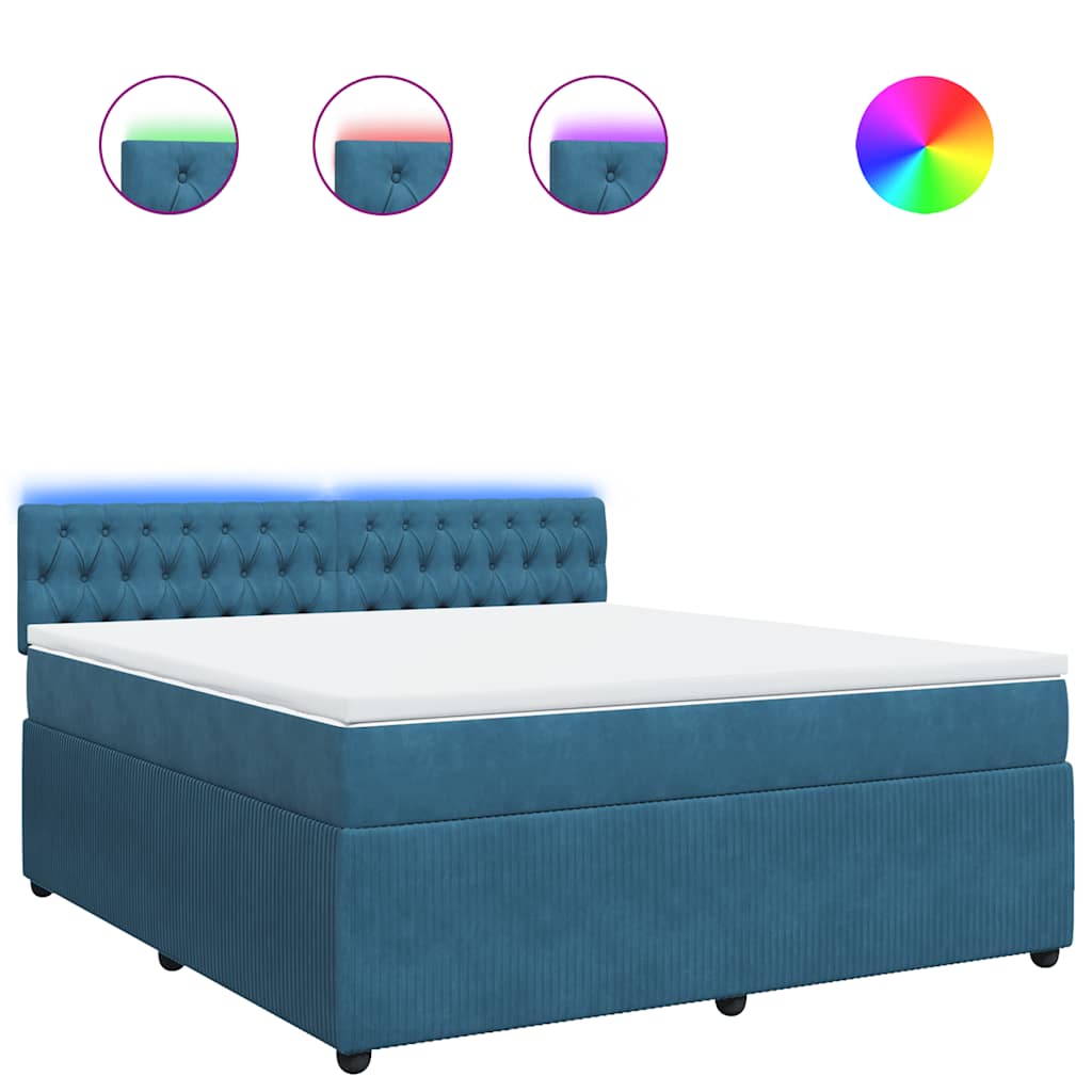vidaXL Box spring postel s matrací modrá 180 x 200 cm samet