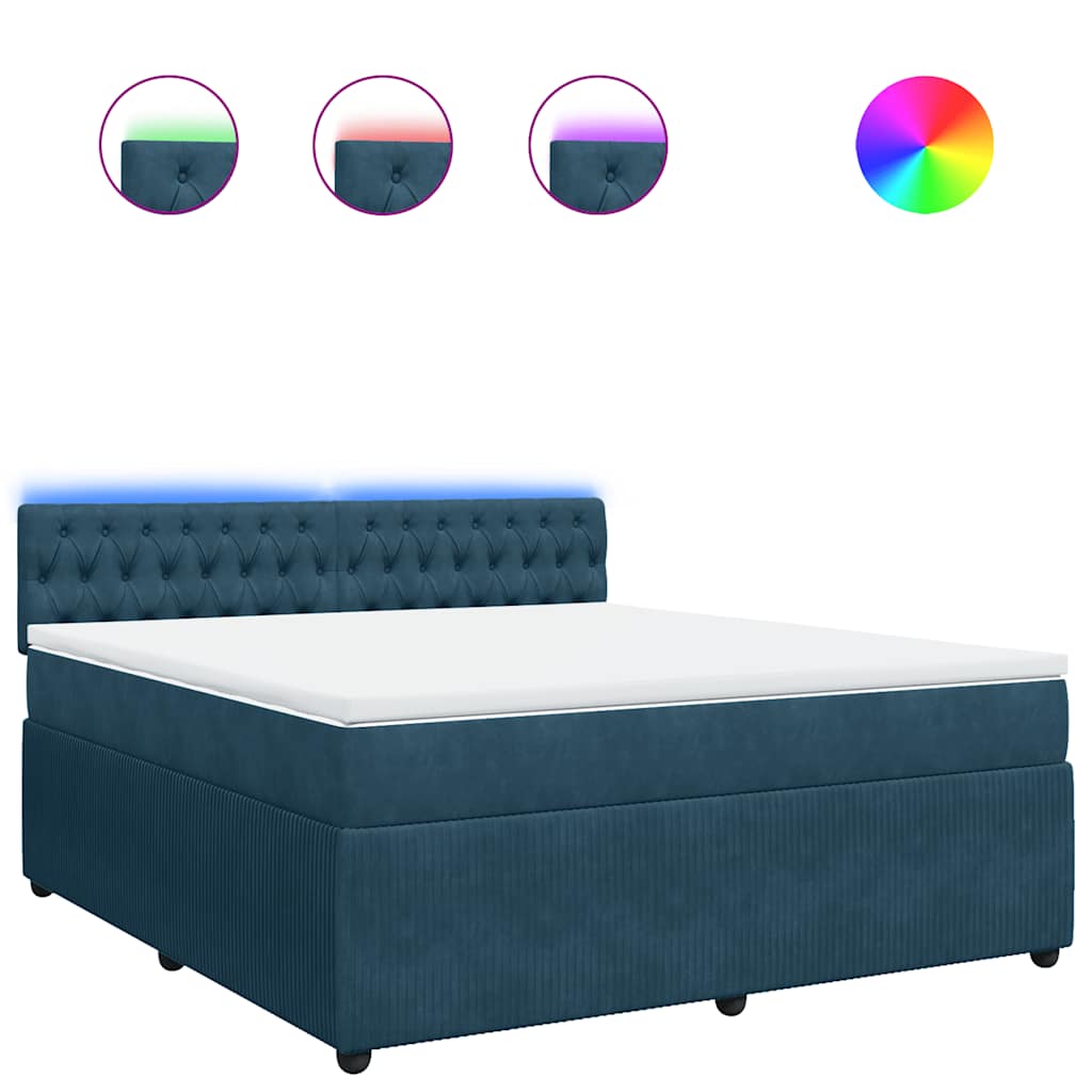 Thumbnail - vidaXL Boxspringbett mit Matratze Blau 180x200 cm Samt