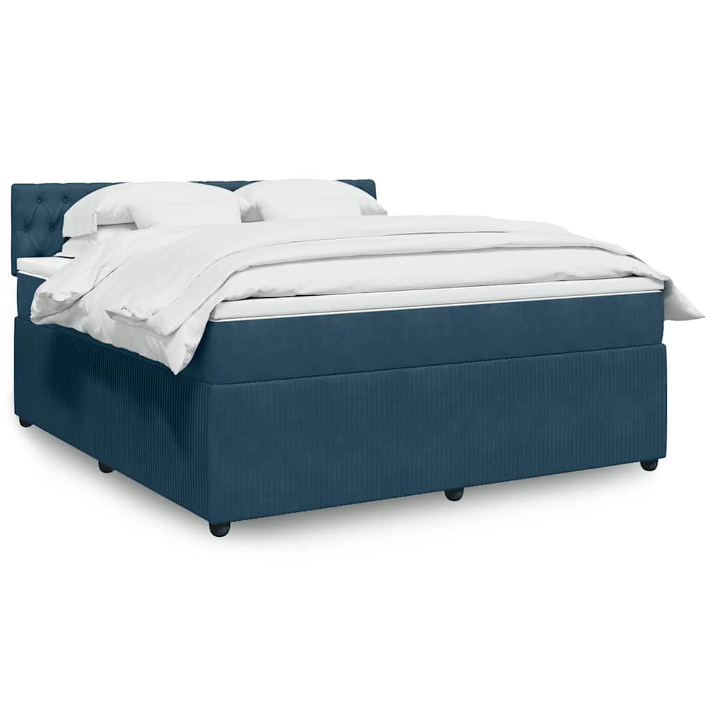 vidaXL Boxspringbett mit Matratze Blau 180x200 cm Samt