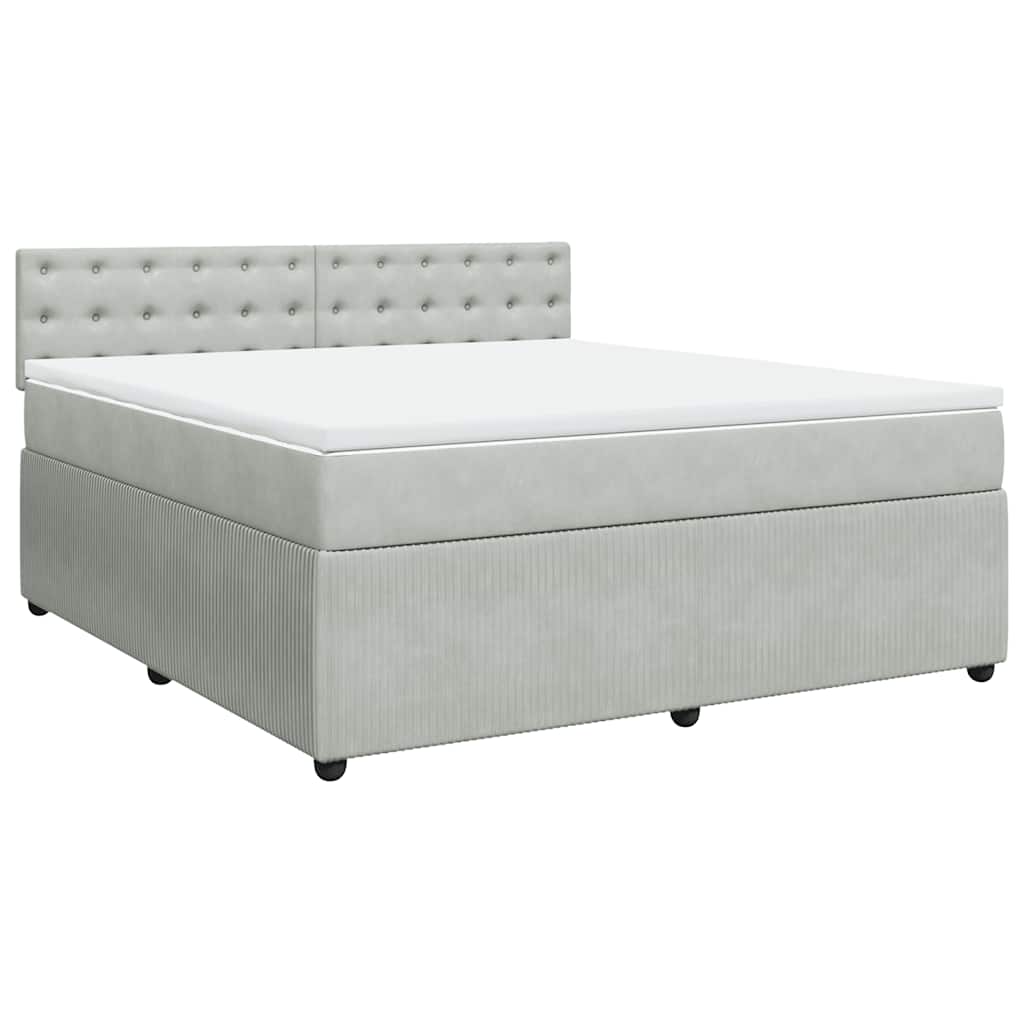 vidaXL Boxspring met matras fluweel lichtgrijs 180x200 cm afbeelding