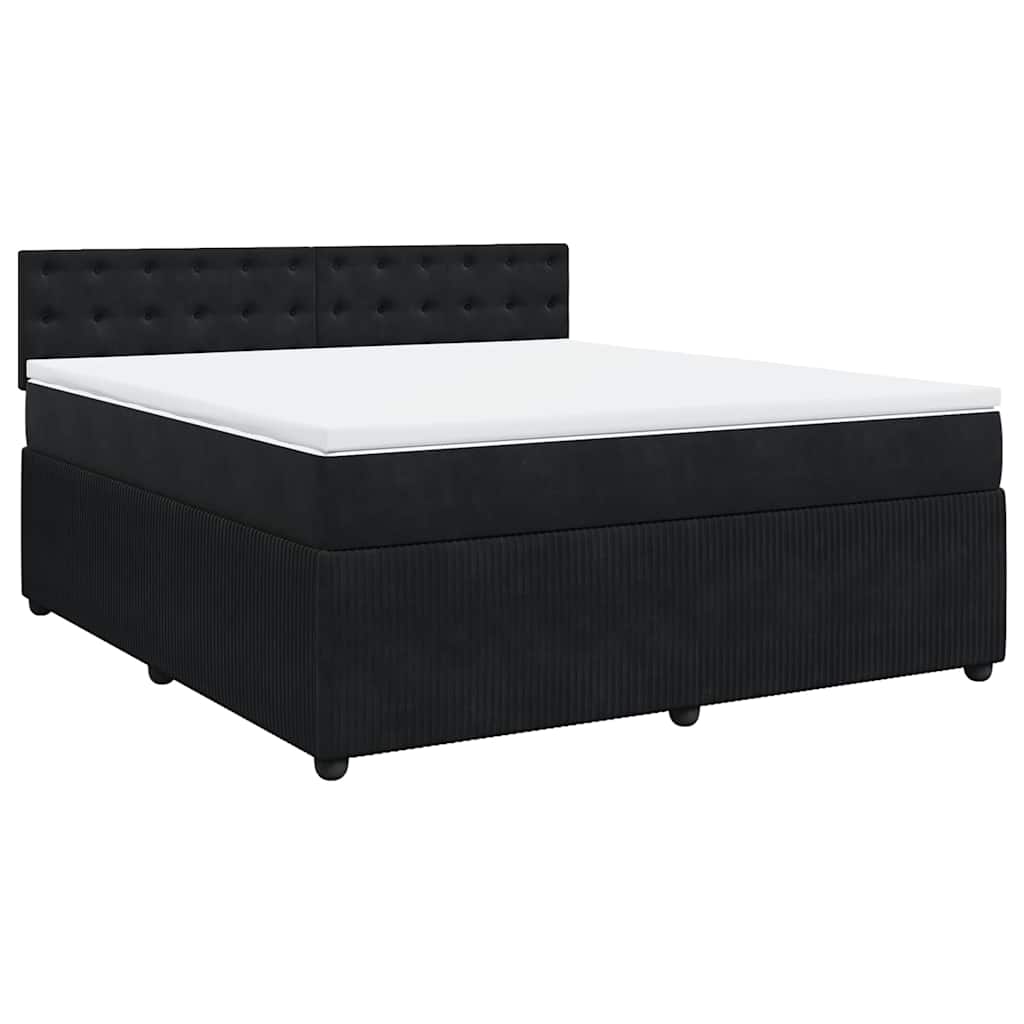vidaXL Boxspring met matras fluweel zwart 180x200 cm afbeelding