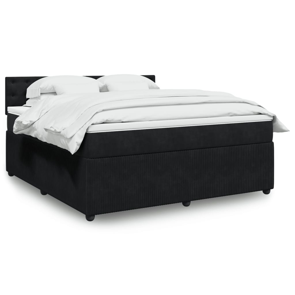 Boxspringbett mit Matratze Schwarz 180×200 cm Samt