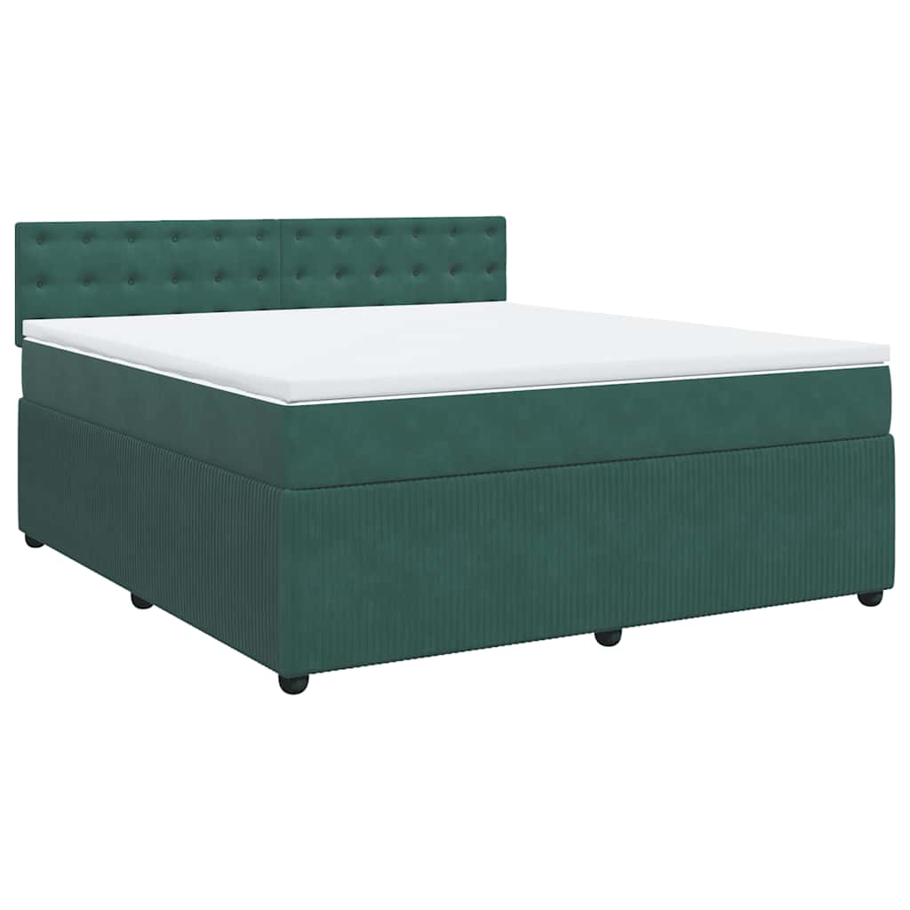 vidaXL Boxspring met matras fluweel donkergroen 180x200 cm afbeelding