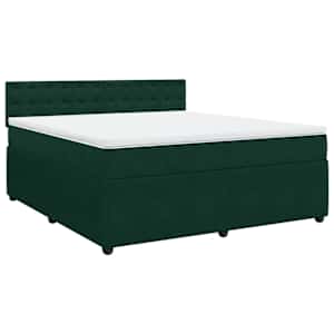Box spring postel s matrací tmavě zelená 180x200 cm samet - obrázek 3