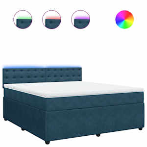 Box spring postel s matrací modrá 180 x 200 cm samet - obrázek 2