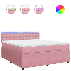 Box spring postel s matrací růžová 180x200 cm samet - obrázek 2