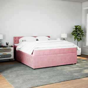 Box spring postel s matrací růžová 180x200 cm samet - obrázek 4