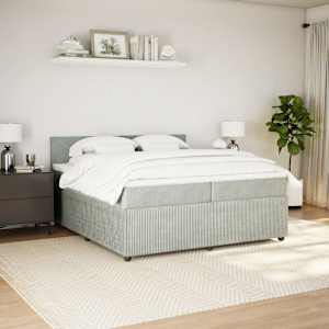 Box spring postel s matrací světle šedá 200x200 cm samet - obrázek 4
