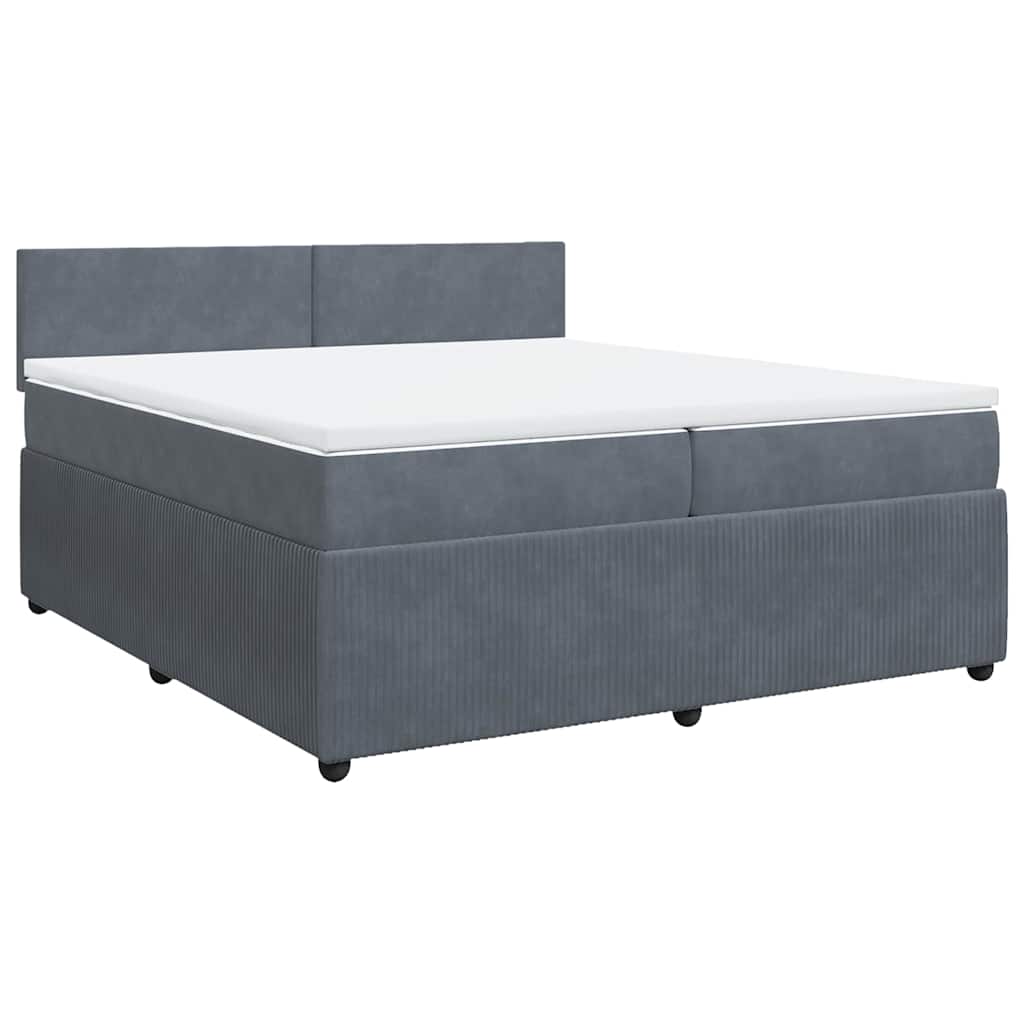 vidaXL Boxspring met matras fluweel donkergrijs 200x200 cm afbeelding