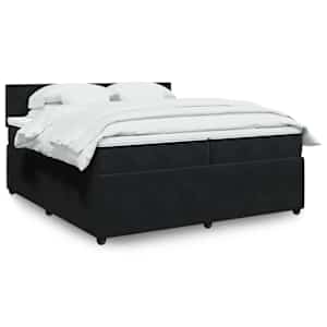 Box spring postel s matrací černá 200x200 cm samet - obrázek 1