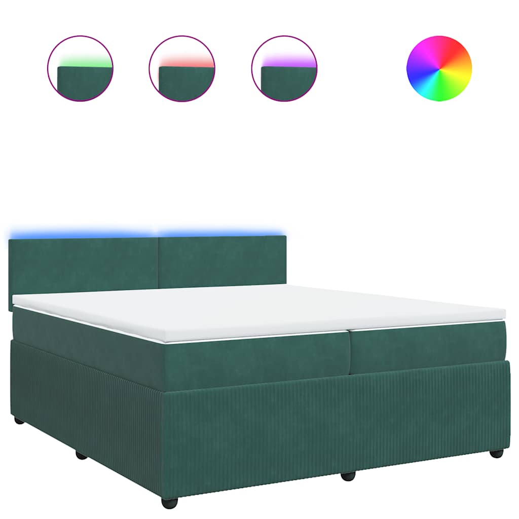 Thumbnail - vidaXL Boxspringbett mit Matratze Dunkelgrün 200x200 cm Samt