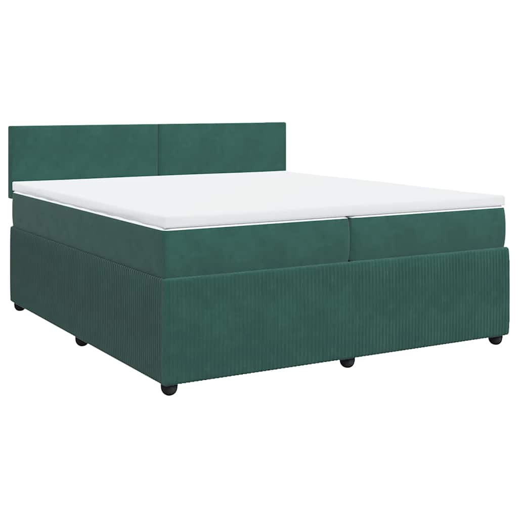 Thumbnail - vidaXL Boxspringbett mit Matratze Dunkelgrün 200x200 cm Samt