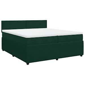 Box spring postel s matrací tmavě zelená 200x200 cm samet - obrázek 3