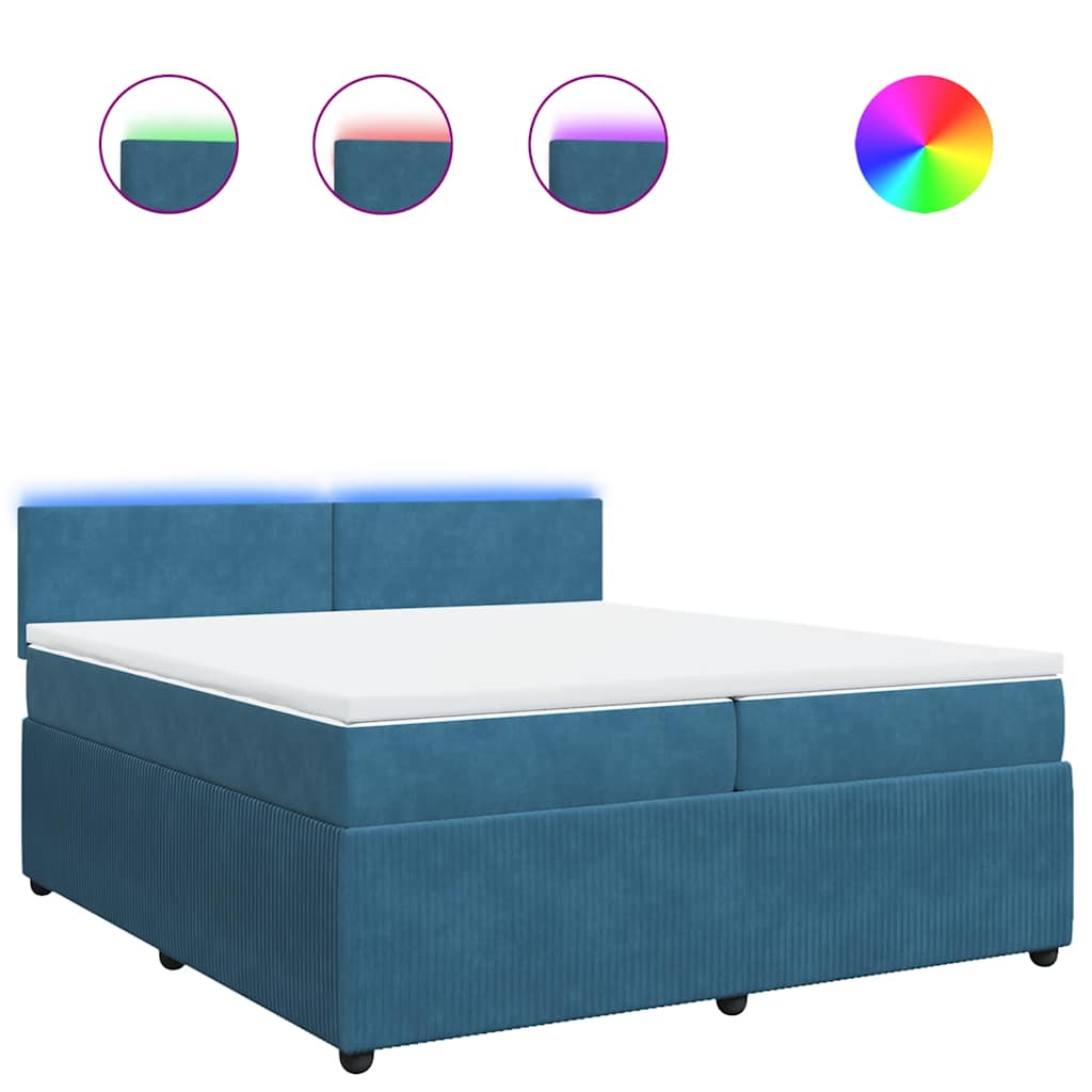 vidaXL Box spring postel s matrací modrá 200 x 200 cm samet