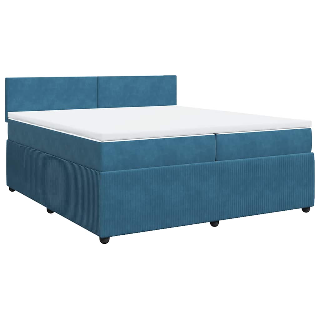 vidaXL Boxspring met matras fluweel blauw 200x200 cm afbeelding