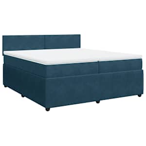 Box spring postel s matrací modrá 200 x 200 cm samet - obrázek 3