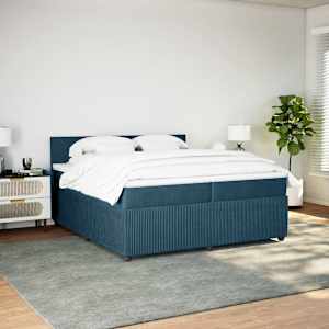Box spring postel s matrací modrá 200 x 200 cm samet - obrázek 4
