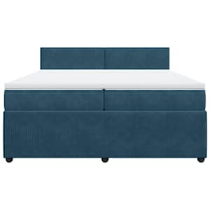 Box spring postel s matrací modrá 200 x 200 cm samet - obrázek 6