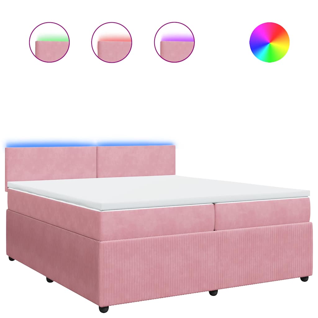 vidaXL Box spring postel s matrací růžová 200x200 cm samet