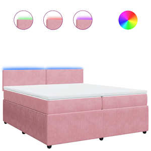 Box spring postel s matrací růžová 200x200 cm samet - obrázek 2