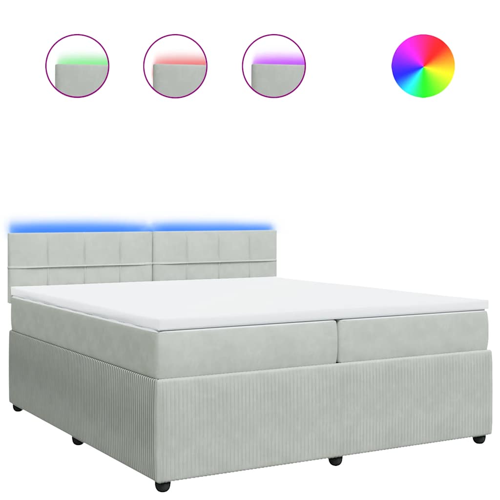 vidaXL Box spring postel s matrací světle šedá 200x200 cm samet