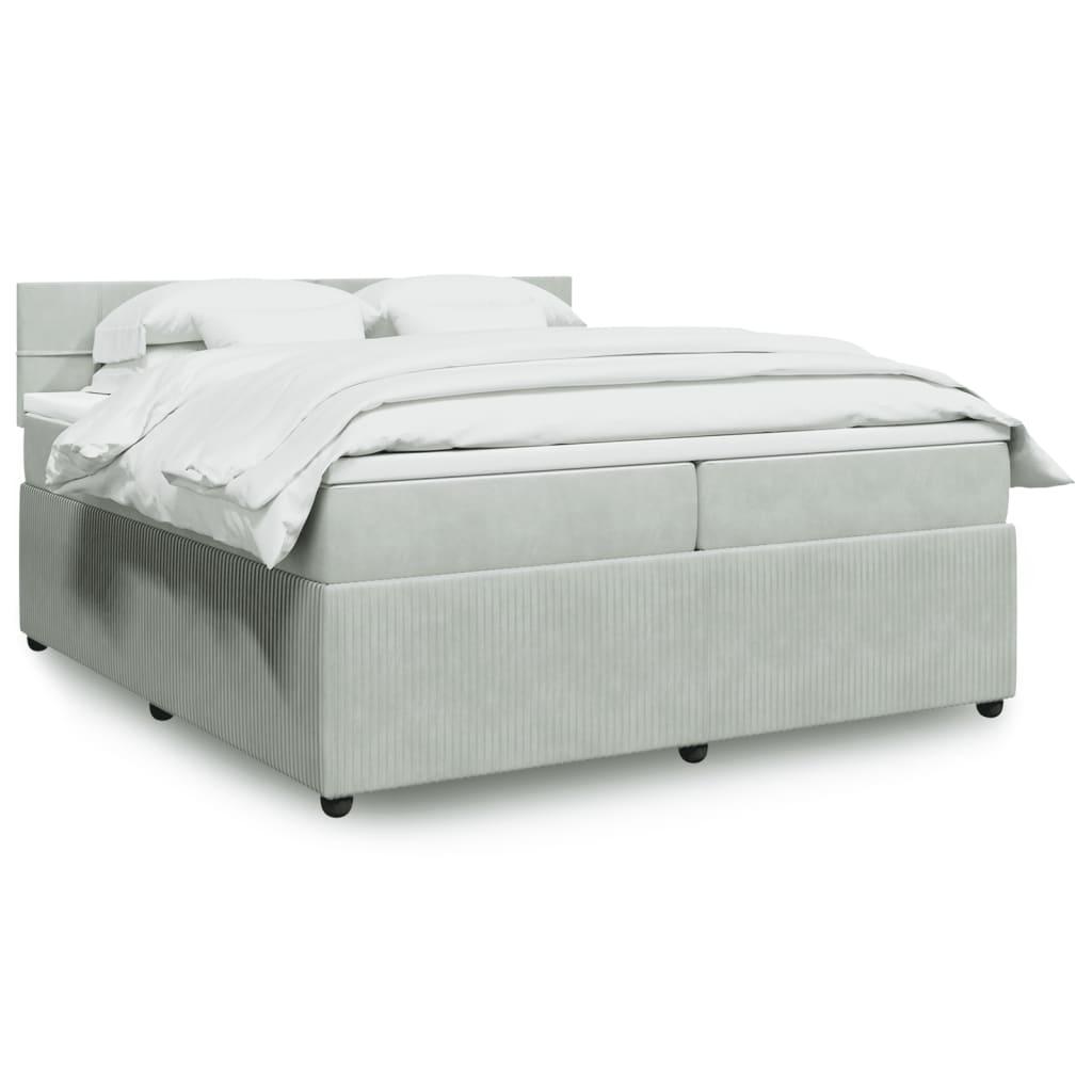 Boxspringbett mit Matratze Hellgrau 200×200 cm Samt