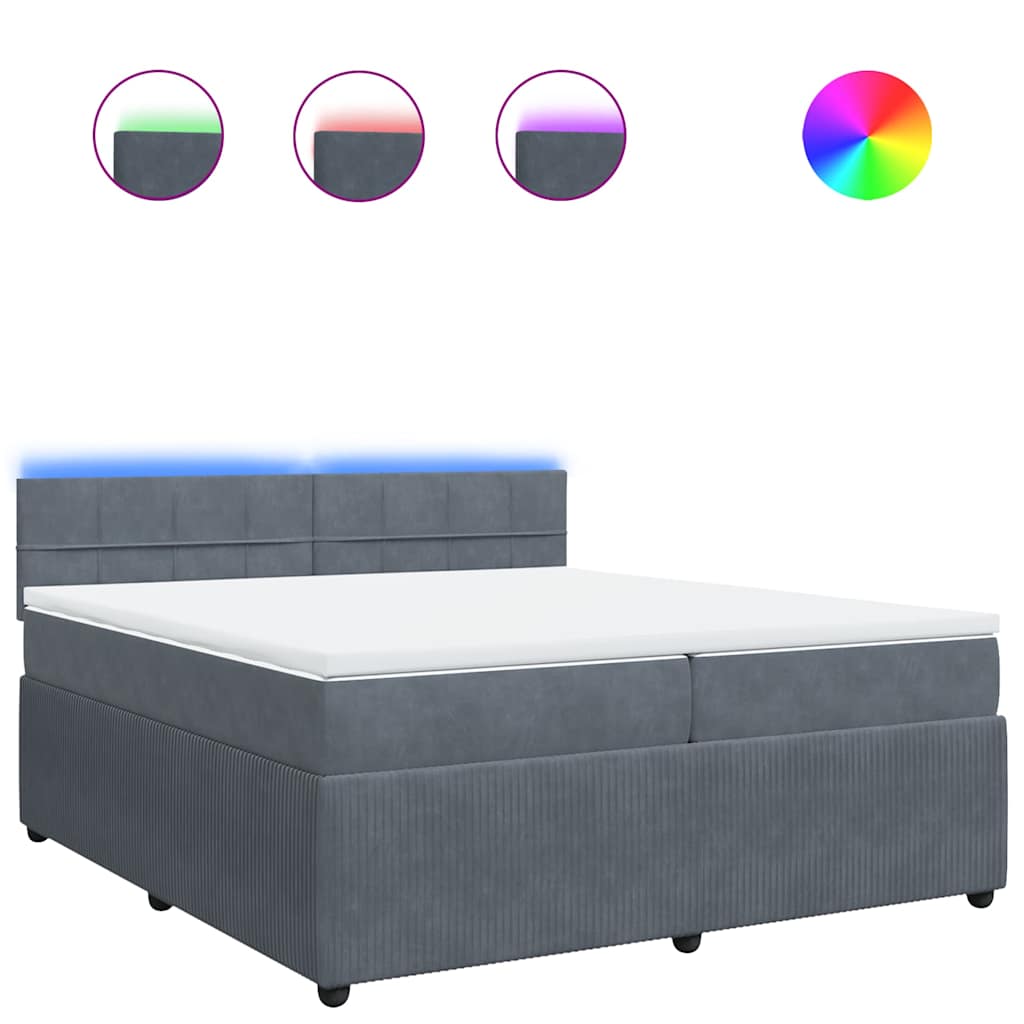 vidaXL Box spring postel s matrací tmavě šedá 200x200 cm samet