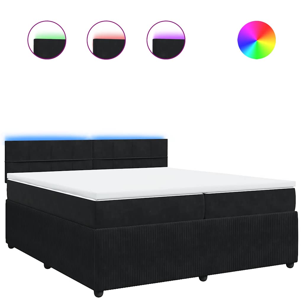 Thumbnail - vidaXL Boxspringbett mit Matratze Schwarz 200x200 cm Samt