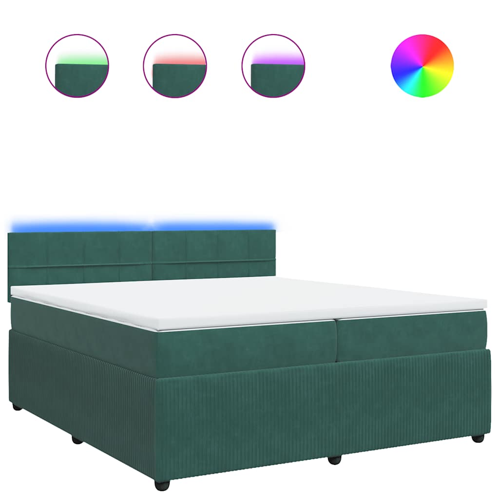 vidaXL Box spring postel s matrací tmavě zelená 200x200 cm samet