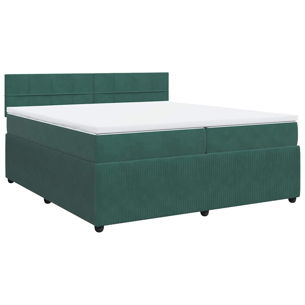 vidaXL Boxspring met matras fluweel donkergroen 200x200 cm afbeelding