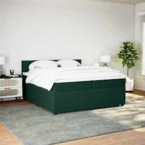 Box spring postel s matrací tmavě zelená 200x200 cm samet - obrázek 4