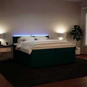 Box spring postel s matrací tmavě zelená 200x200 cm samet - obrázek 5