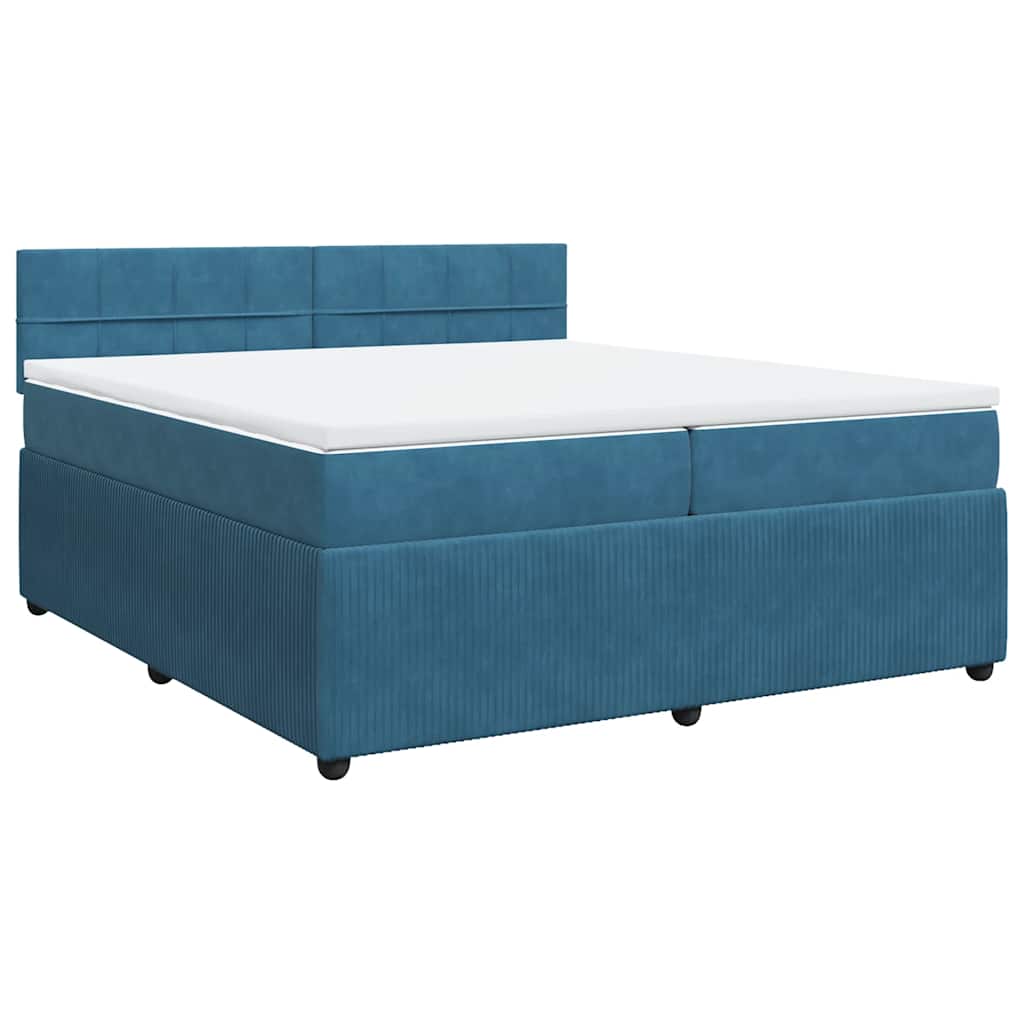 vidaXL Boxspring met matras fluweel blauw 200x200 cm afbeelding