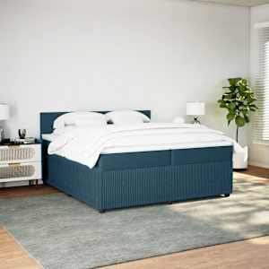 Box spring postel s matrací modrá 200 x 200 cm samet - obrázek 4