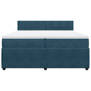 Box spring postel s matrací modrá 200 x 200 cm samet - obrázek 6
